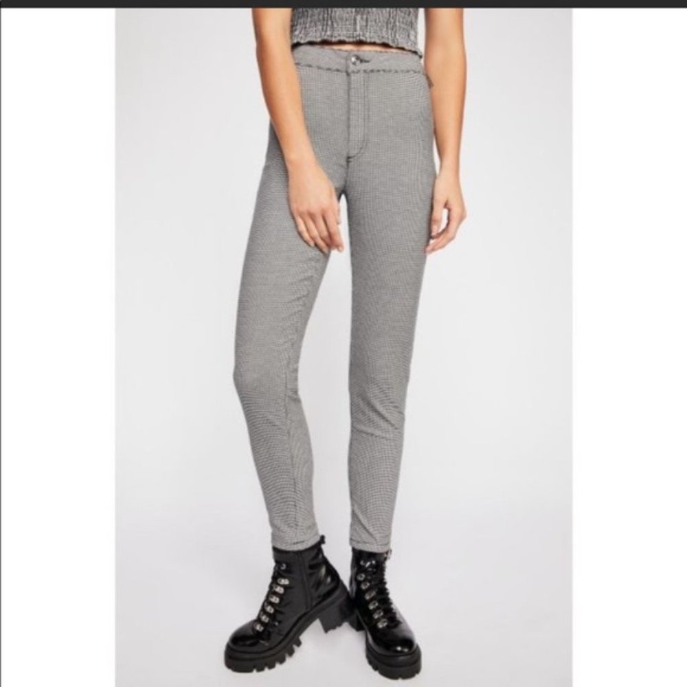 FREE PEOPLE High Waist Houndstooth  Pants